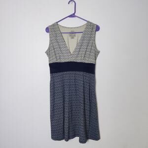 Patagonia Margot Organic Cotton A-line Travel Hiking Dress Medium Blue Geometric